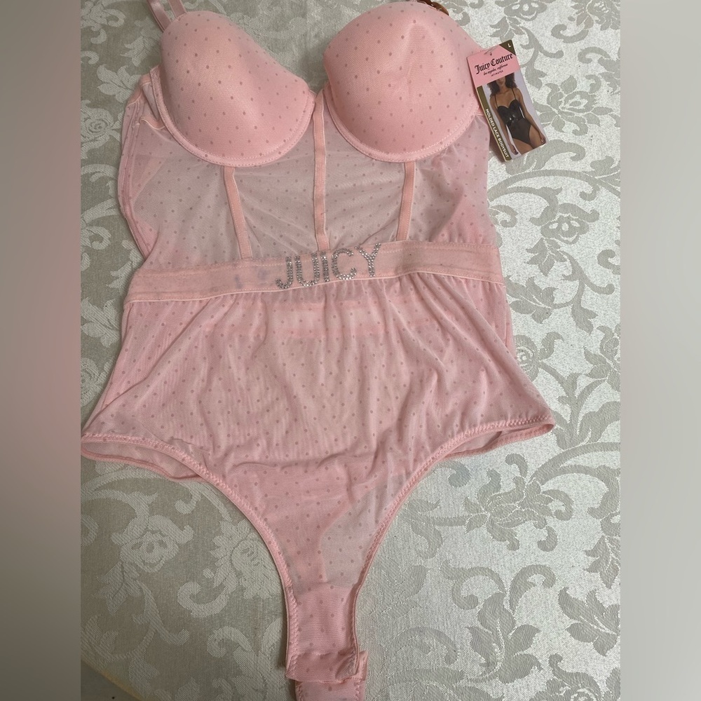 NWT Juicy Couture Lingerie One Piece bling Logo feminine size L
